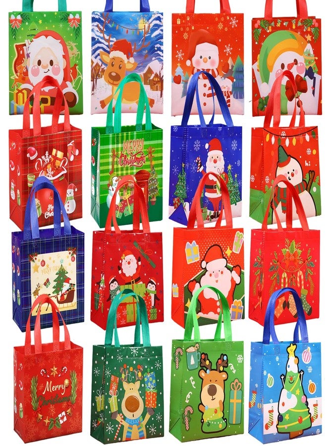 SHBLOMK 16PCS Christmas Gift Bags, Christmas Tote Bags with Handles, Reusable Non-woven Shopping Bags for Xmas Party Supplies, Xmas Decorations - Image 1